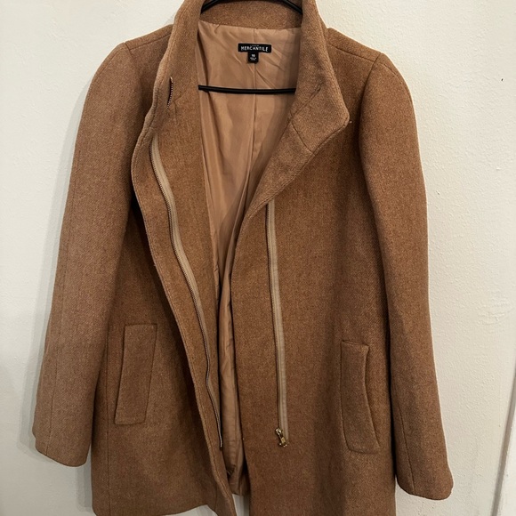 J. Crew Tan Wool-Blend Pea Coat with Standing Collar - Picture 2 of 6